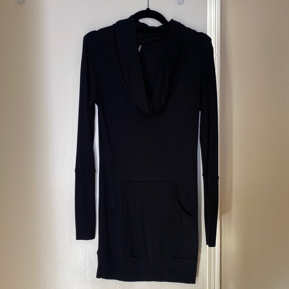 Black cowl neck mini dress